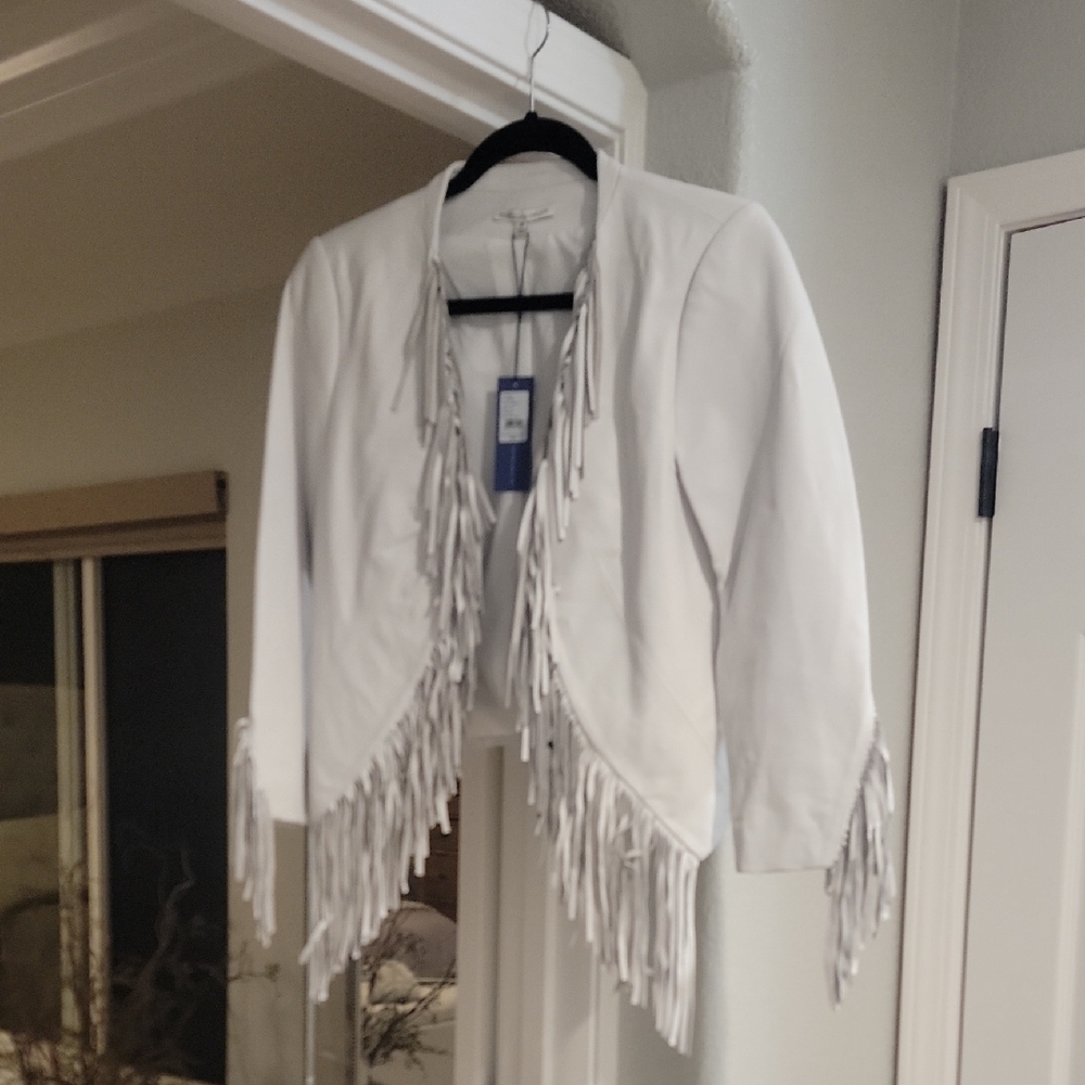 Brand New Rebecca Minkoff "Ace" Lamb Leather Fringe Jacket, Size M